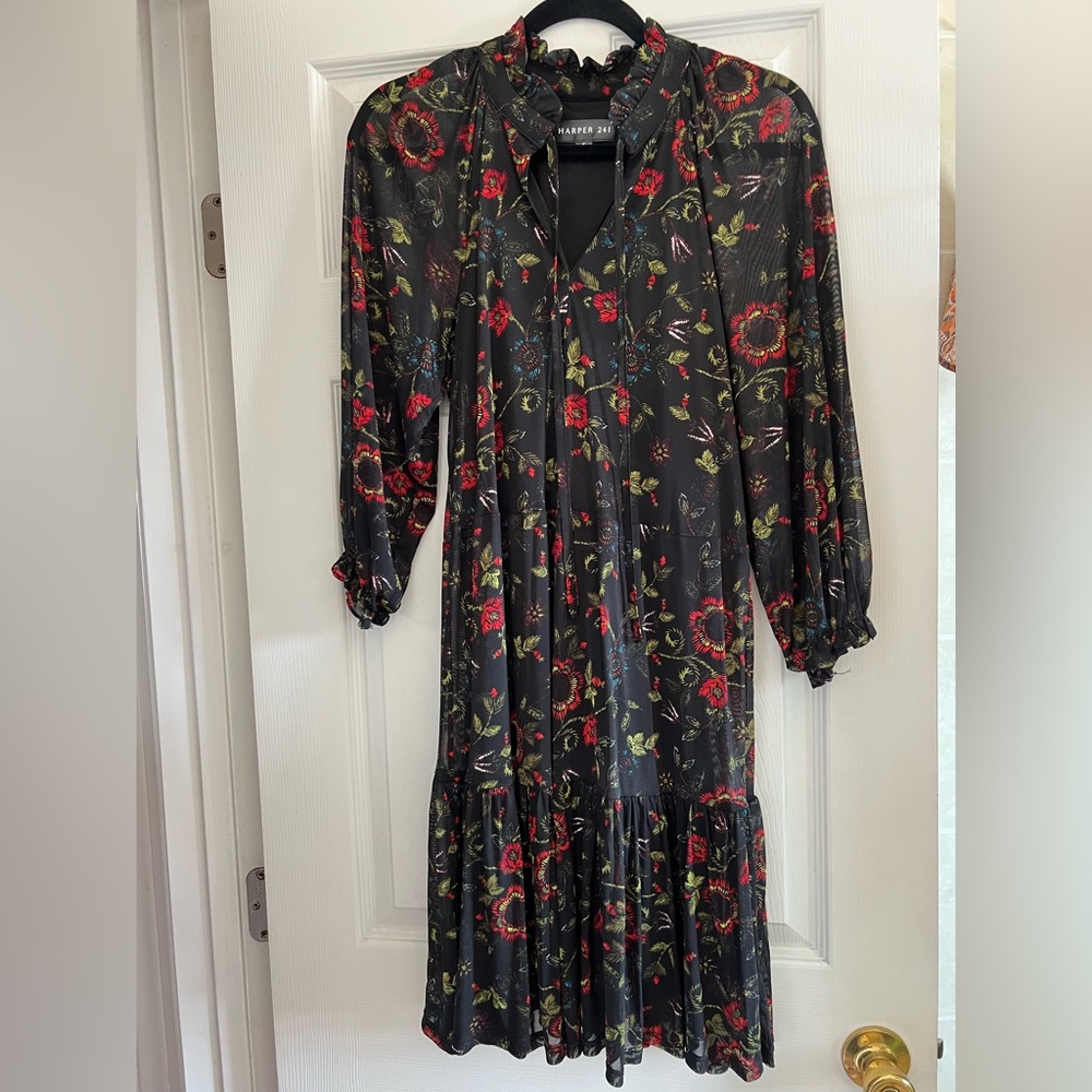 Floral mesh fabric dress